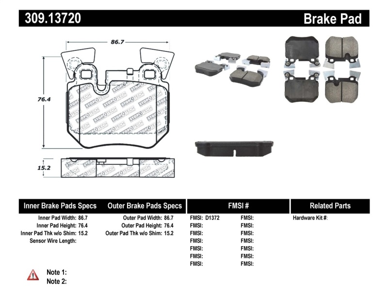 BMW 3 Series Brake Pads - Rear - Stoptech - Sport - 2013 BMW 3 Series Brake Pads - Rear - Stoptech - Sport - 2013