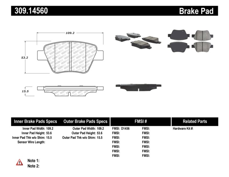 Volkswagen GTI Brake Pads - Rear - Stoptech - Sport - `11-`14