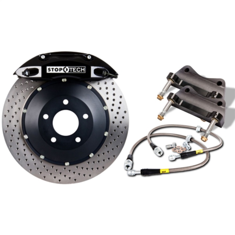 BMW M3 Brake Kit - Rear - Stoptech - ST-40 Calipers + 355x32mm Drilled Rotors + StopTech Street Performance Pads - Black - `08-`13