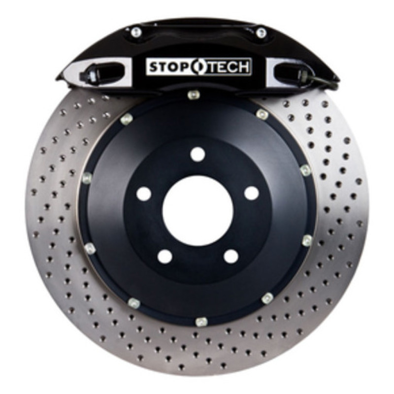 BMW M3 Brake Kit - Rear - Stoptech - ST-40 Calipers + 355x32mm Drilled Rotors + StopTech Street Performance Pads - Black - `08-`13