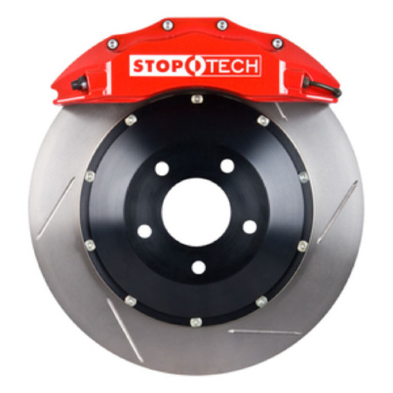 BMW M3 Brake Kit - Front - Stoptech - Slotted 380x35mm Rotors + ST-60 Calipers + Street Performance Pads - Red - `08-`13