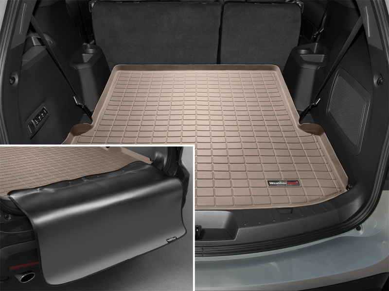 Ford Explorer Cargo Floor Liner - Behind 2nd Row Seating - WeatherTech - Cargo Liner w/ Bumper Protector - Tan - `11-`15
