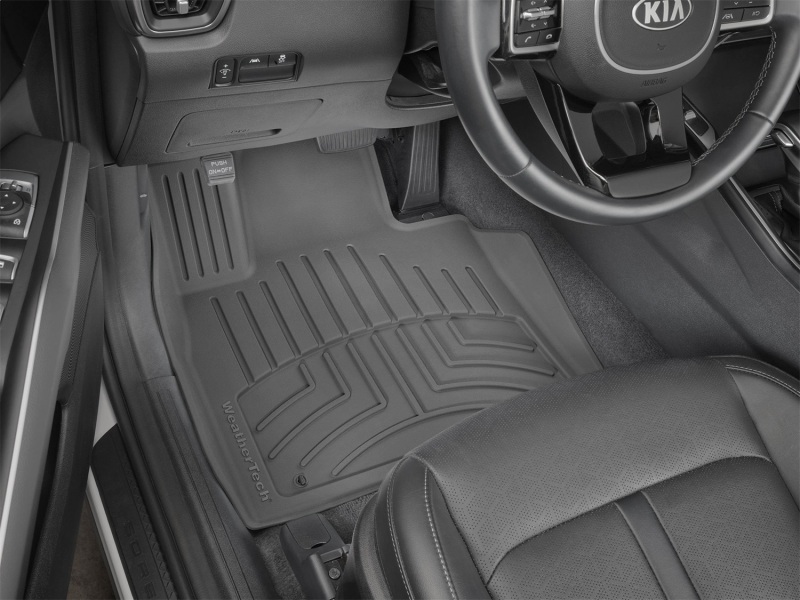 Kia Sorento Floor Mat Set - Front - WeatherTech - FloorLiner HP - Black - `21-`27