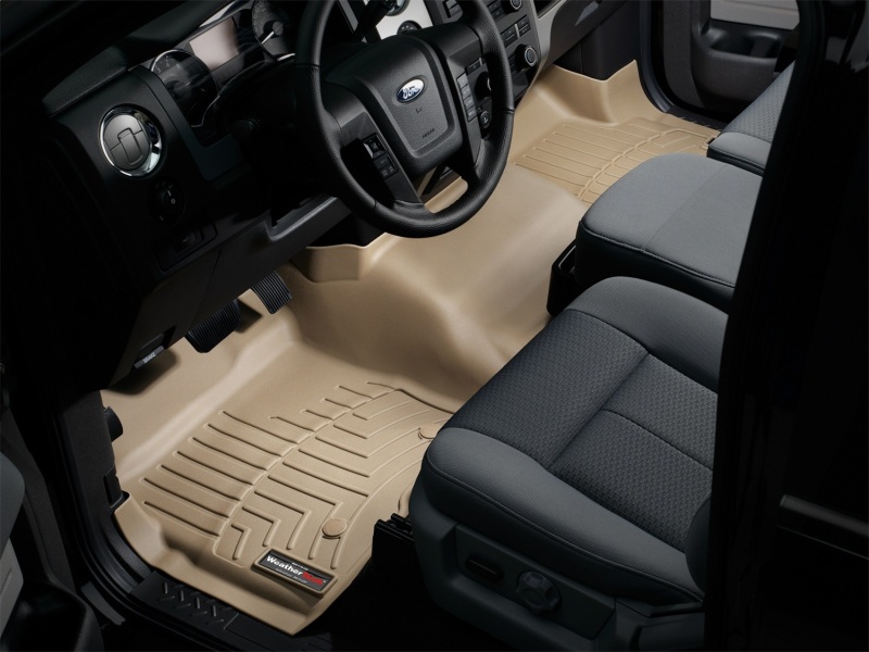 Ford F-150 FloorLiner - Front - WeatherTech - DigitalFit Over-The-Hump - Tan - `11-`27