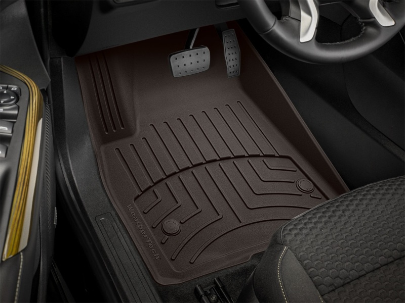 GMC Acadia Denali Floor Mat Set - Front - WeatherTech - FloorLiner HP - Cocoa - `17-`27