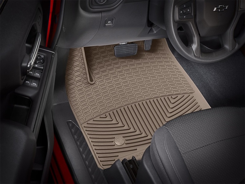 Chevrolet Silverado 1500 Crew Cab Floor Mats - Front - WeatherTech - Rubber - Tan - `19-`27