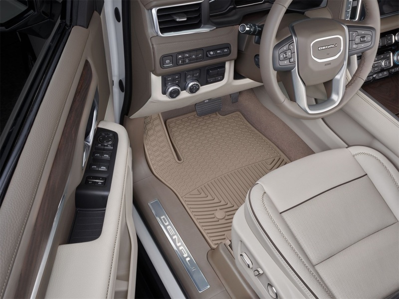 Cadillac Escalade Floor Mats - Front - WeatherTech - Rubber - Tan - `21-`27