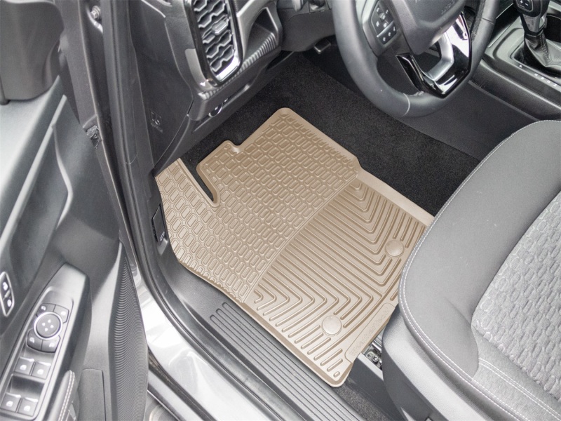 Ford Ranger Rubber Floor Mats - Front - WeatherTech - All-Weather - Tan - `24-`25