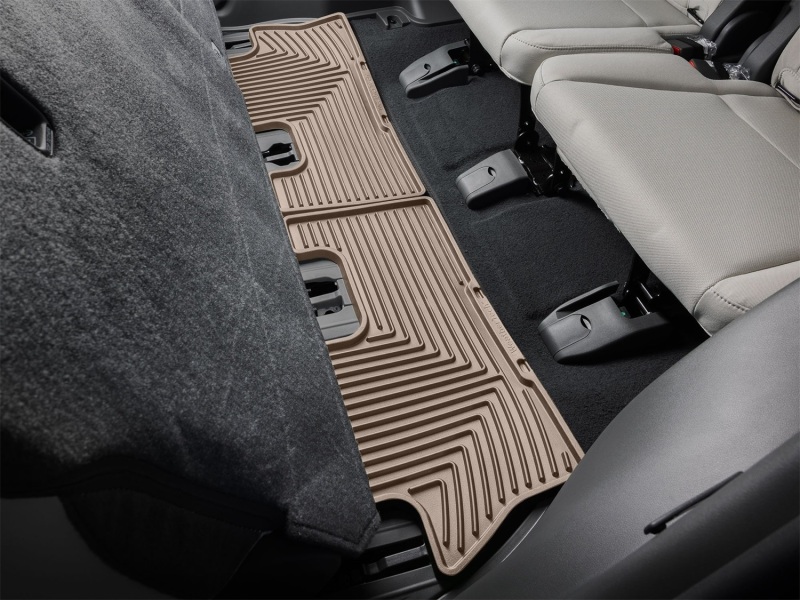 Hyundai Santa Fe Floor Mats - Rear - WeatherTech - All-Weather, Rubber - Tan - `24-`26