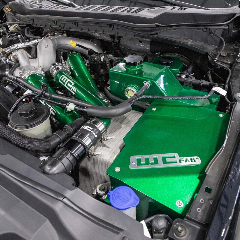 Ford Super Duty Coolant Tank Kit - Wehrli - Fabricated Aluminum with Battery Box - Gloss Black - `17-`25