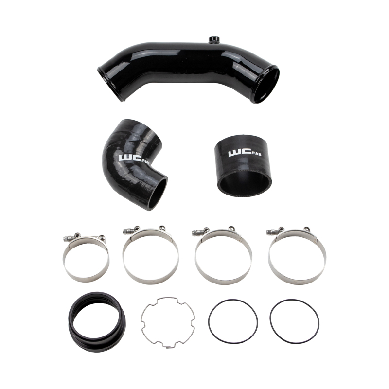 Ford Super Duty F-250 Intercooler Pipe Kit - Cold Side - Wehrli - 3.5in - Gloss Black - `17-`25
