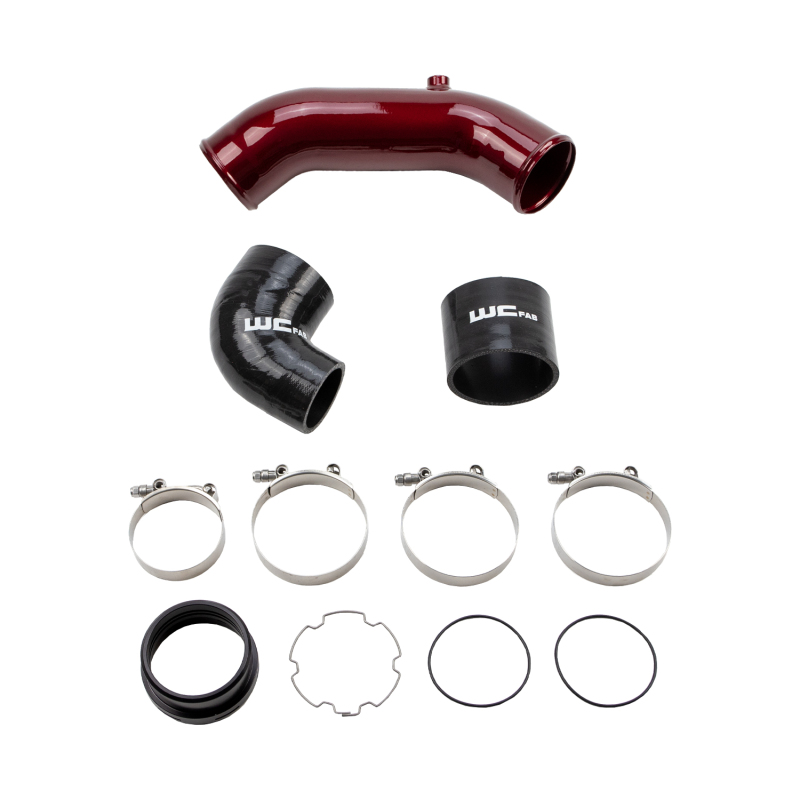 Ford Super Duty F-250 Intercooler Pipe Kit - Wehrli - 3.5in Cold Side - Red - `17-`25