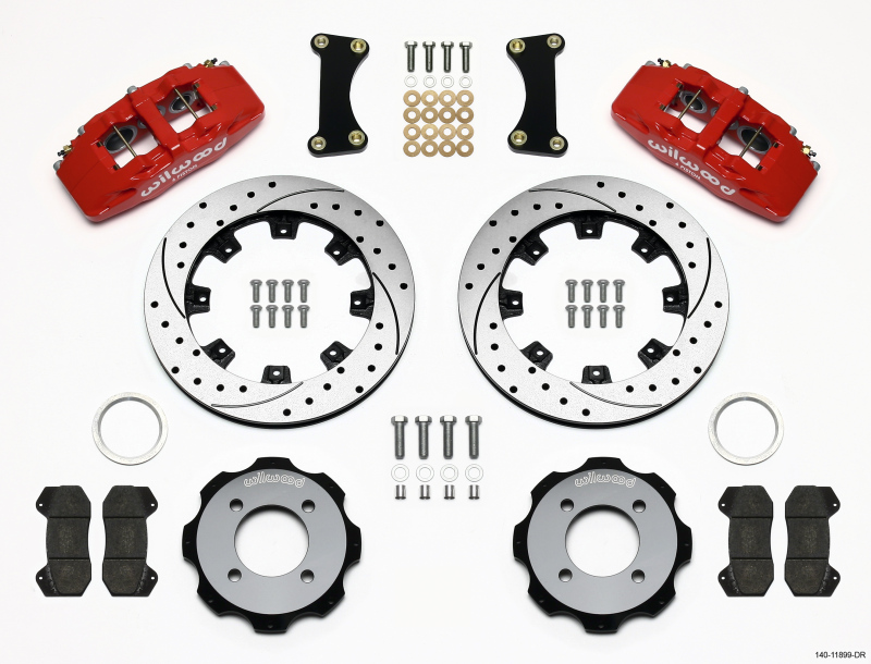 Ford Fiesta Brake Kit - Front - Wilwood - Dynapro 6 + 12.19in Drilled Rotors - Red - `11-`27