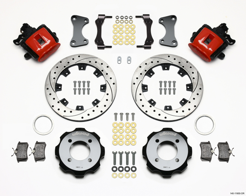 Ford Fiesta Brake Kit - Rear - Wilwood - Combination Parking Brake + 11.75in Drilled Rotors + BP-10 compound pads - Red - `11-`27