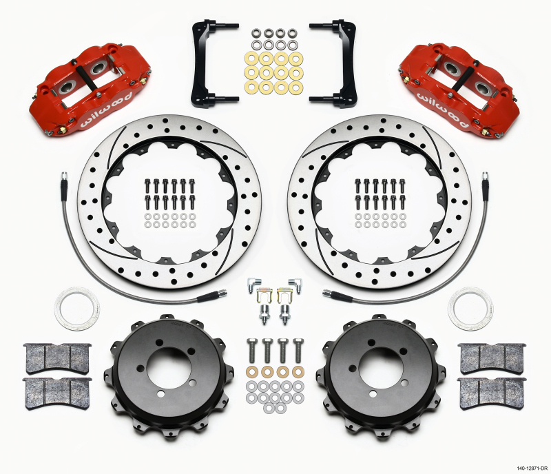 Scion FRS Brake Kit - Rear - Wilwood - Narrow Superlite 4R + 12.88in Drilled Rotors + BP-10 Pads - Red - `12-`27
