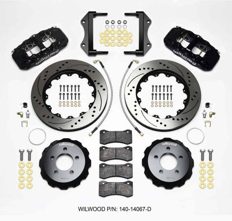 Dodge Challenger Brake Kit - Front - Wilwood - AERO6 Calipers + 14.25 Drilled Rotors - `14-`27