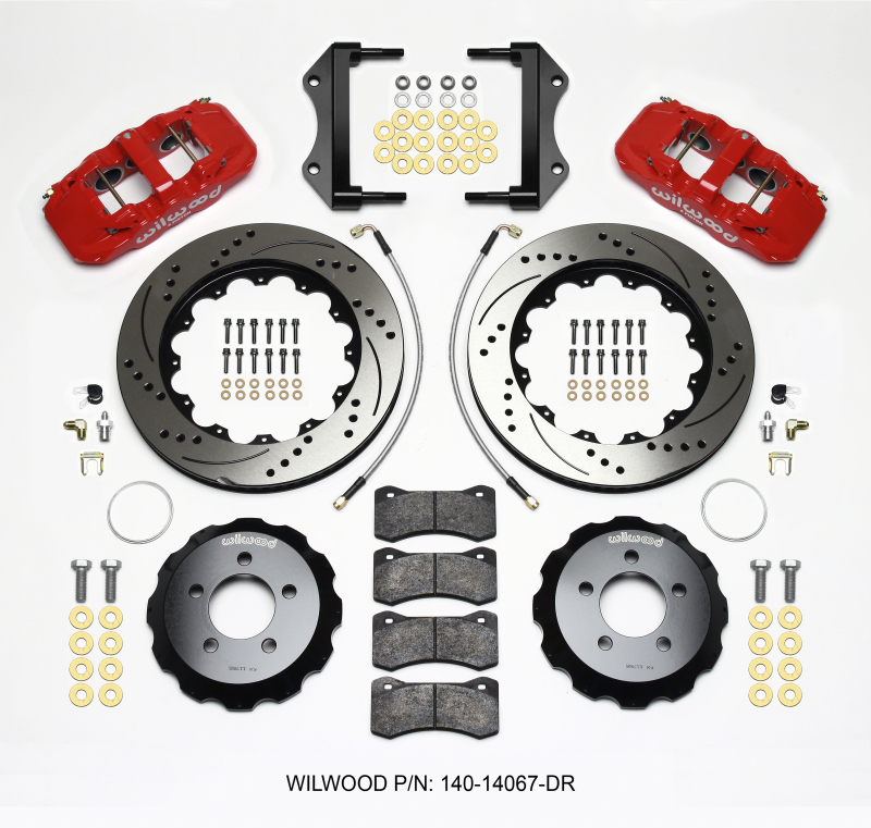 Dodge Charger Brake Kit - Front - Wilwood - AERO6, 14.25 Drilled Rotors - Red - `12-`27