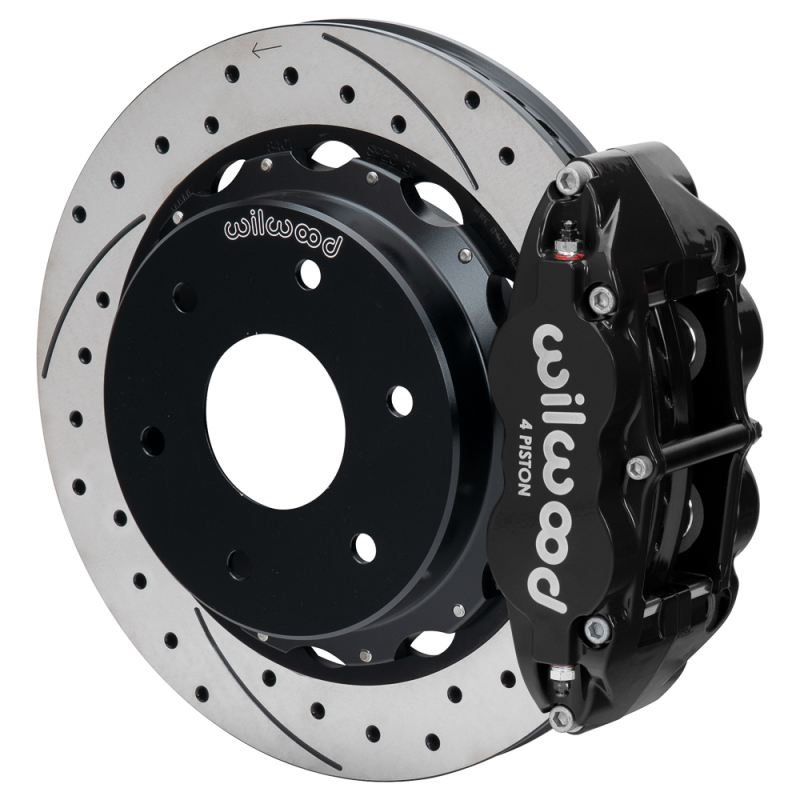 Audi A4 Brake Kit - Rear - Wilwood - FNSL4R + 12.88in Drilled & Slotted Rotor - Black - `03-`08 Audi A4 Brake Kit - Rear - Wilwood - FNSL4R + 12.88in Drilled & Slotted Rotor - Black - `03-`08