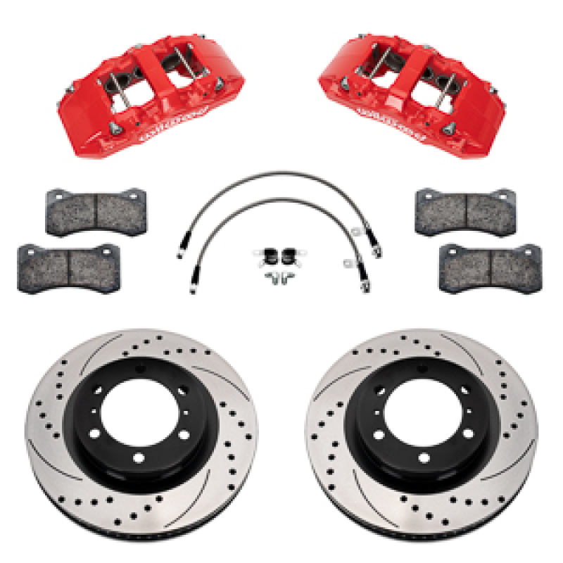 Toyota Tacoma Brake Kit - Front - Wilwood - Aero6-DM Big + 13.38 In SRP Drilled Slotted Rotor/w Lines - `24-`25