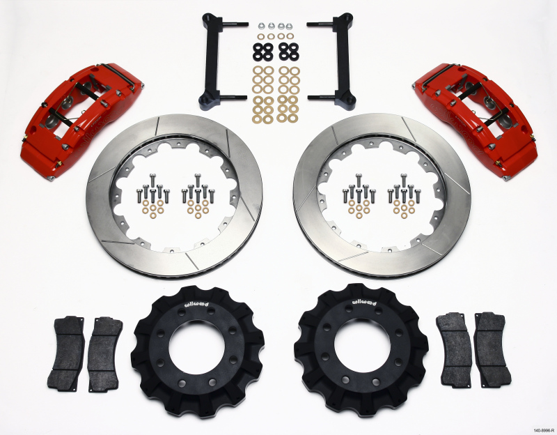 GMC Hummer H2 Brake Kit - Front - Wilwood - TC6R Calipers + Directional Vane Rotors + BP-10 Brake Pads - Red - `99-`10
