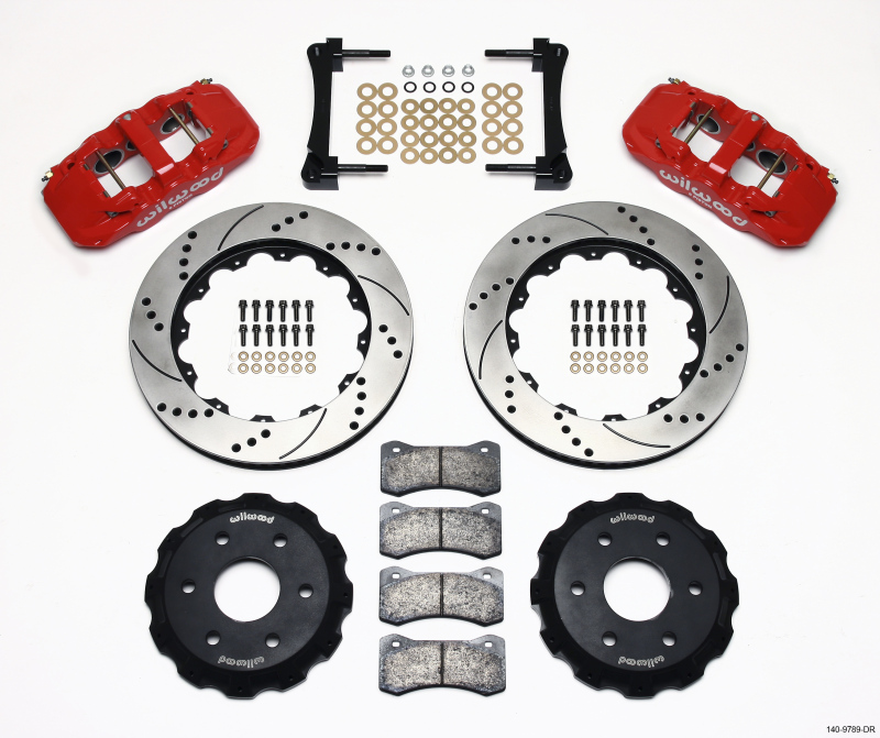 GMC Truck/SUV 1500 Brake Kit - Front - Wilwood - AERO6 + 14.25in Drilled Rotors - Red - `99-`14