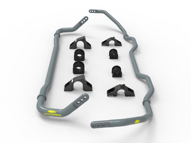 Tesla Model 3 Sway Bar Set - Front + Rear - aFe - 3-Way Adjustable, Durable Solid Gray Powder Coat - Gray - `18-`25
