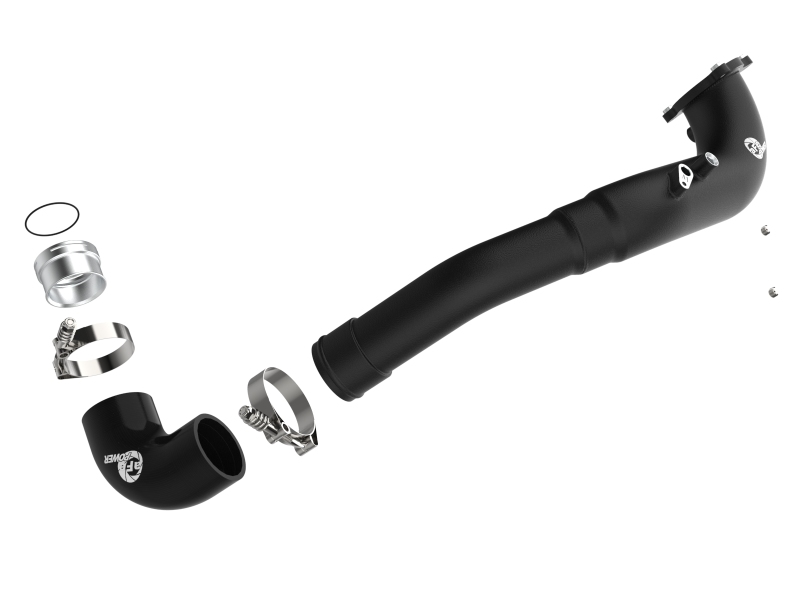 BMW 5 Series Hot Charge Pipe - Hot Side - aFe - BladeRunner 3 in Aluminum - Black - `17-`23