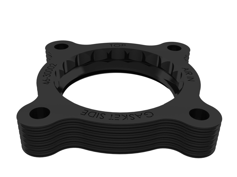Subaru Outback Throttle Body Spacer - aFe - Silver Bullet Serrated/Helix Design - Black Anodized - `15-`19