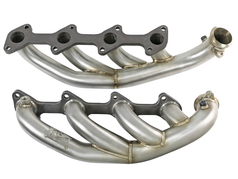 Ford Diesel Trucks Performance Exhaust - aFe - Twisted Steel Shorty Headers - Brushed Finish - `03-`07