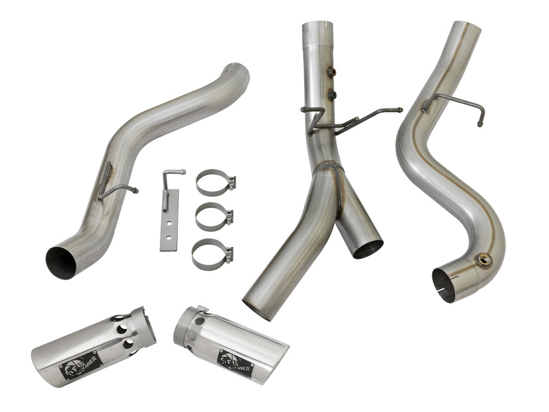 GMC Duramax Performance Exhaust - Rear - aFe - DPF Back, ATLAS, Dual Rear Side Exit - Polished - `17-`19