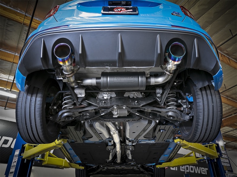 Ford Focus RS Performance Exhaust - aFe - Takeda 3in 304 SS Cat-Back - Blue Flame Tip - `16-`18