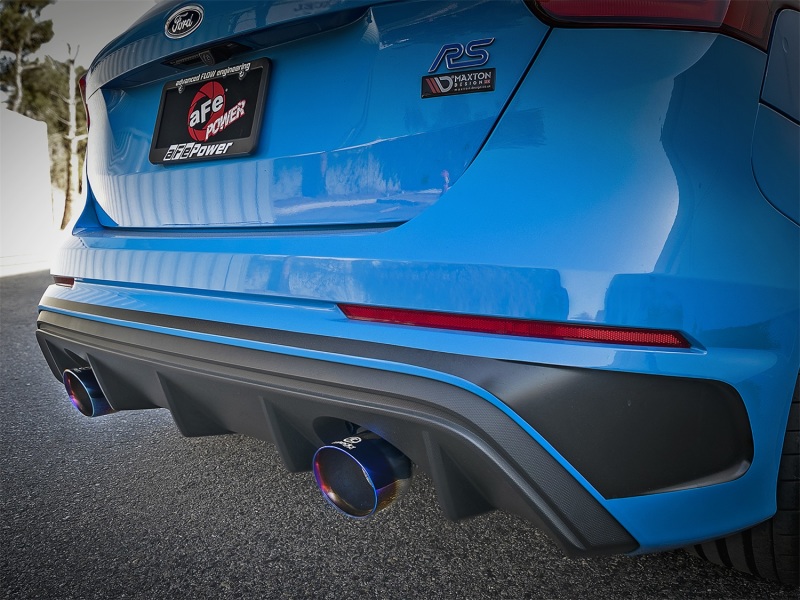 Ford Focus RS Performance Exhaust - aFe - Takeda 3in 304 SS Cat-Back - Blue Flame Tip - `16-`18