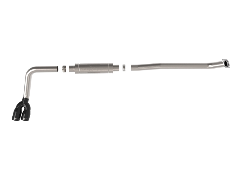 Toyota Hilux Performance Exhaust - aFe - DPF Back, Rebel Series 3 IN 304 Stainless Steel, Middle-Side Exit - Black - `15-`26