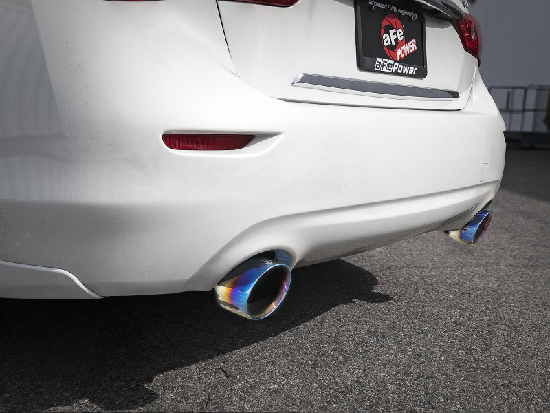 Infiniti Q50 Performance Exhaust - Rear - aFe - Cat Back - Blue Flame - `16-`18