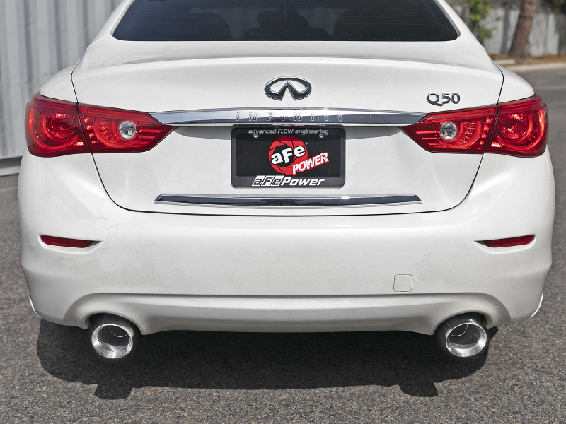 Infiniti Q50 Performance Exhaust - Dual Rear Exit - aFe - Takeda 2.5in 304 SS Cat-Back - Polished - `16-`18