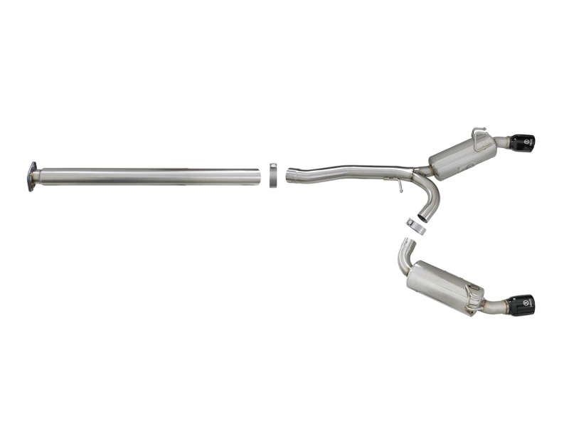 Mitsubishi Lancer Performance Exhaust - Rear - aFe - Cat Back, Dual Rear Exit, Takeda 3in to 2.5in 304 SS - Black - `08-`15