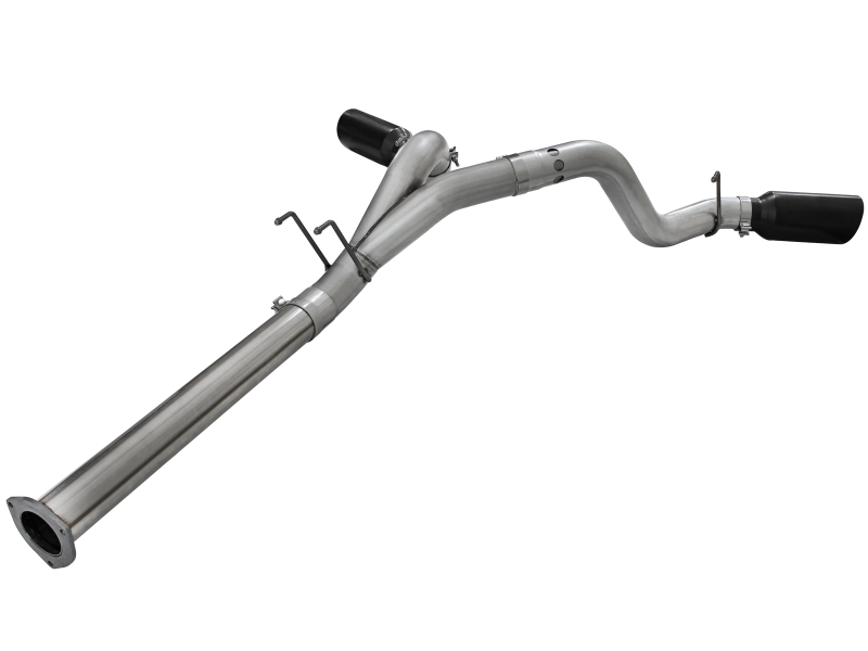Ford Diesel Trucks Performance Exhaust - aFe - DPF Back, Large Bore-HD, 4 in. 409 Stainless Steel, Dual 6 in. Polished Tips - Black - `11-`14