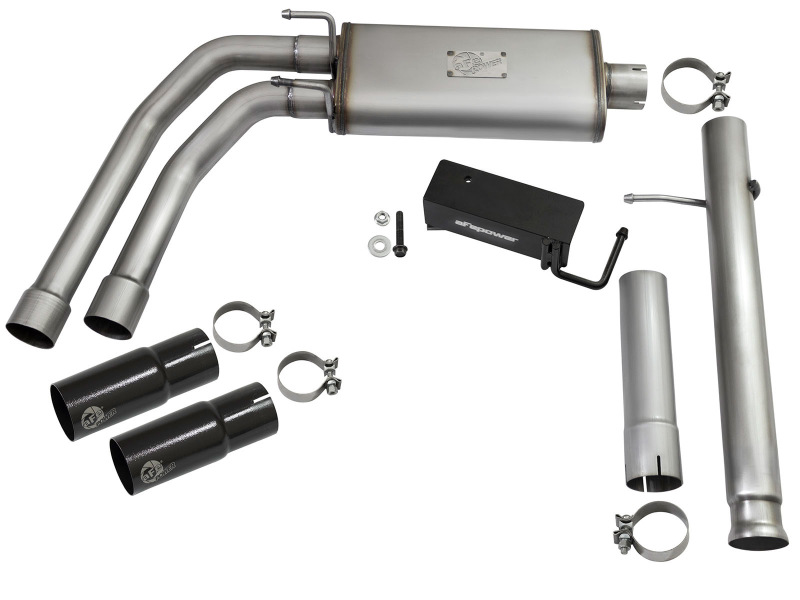 GMC Sierra Limited Performance Exhaust - aFe - Rebel Series Dual Center Exit Cat Back - Black - 2019