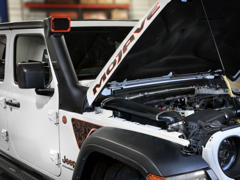 Jeep Gladiator Mojave Performance Air Intake - aFe - Dynamic Air Scoop D.A.S Snorkel - Black with Orange Accents - `20-`26