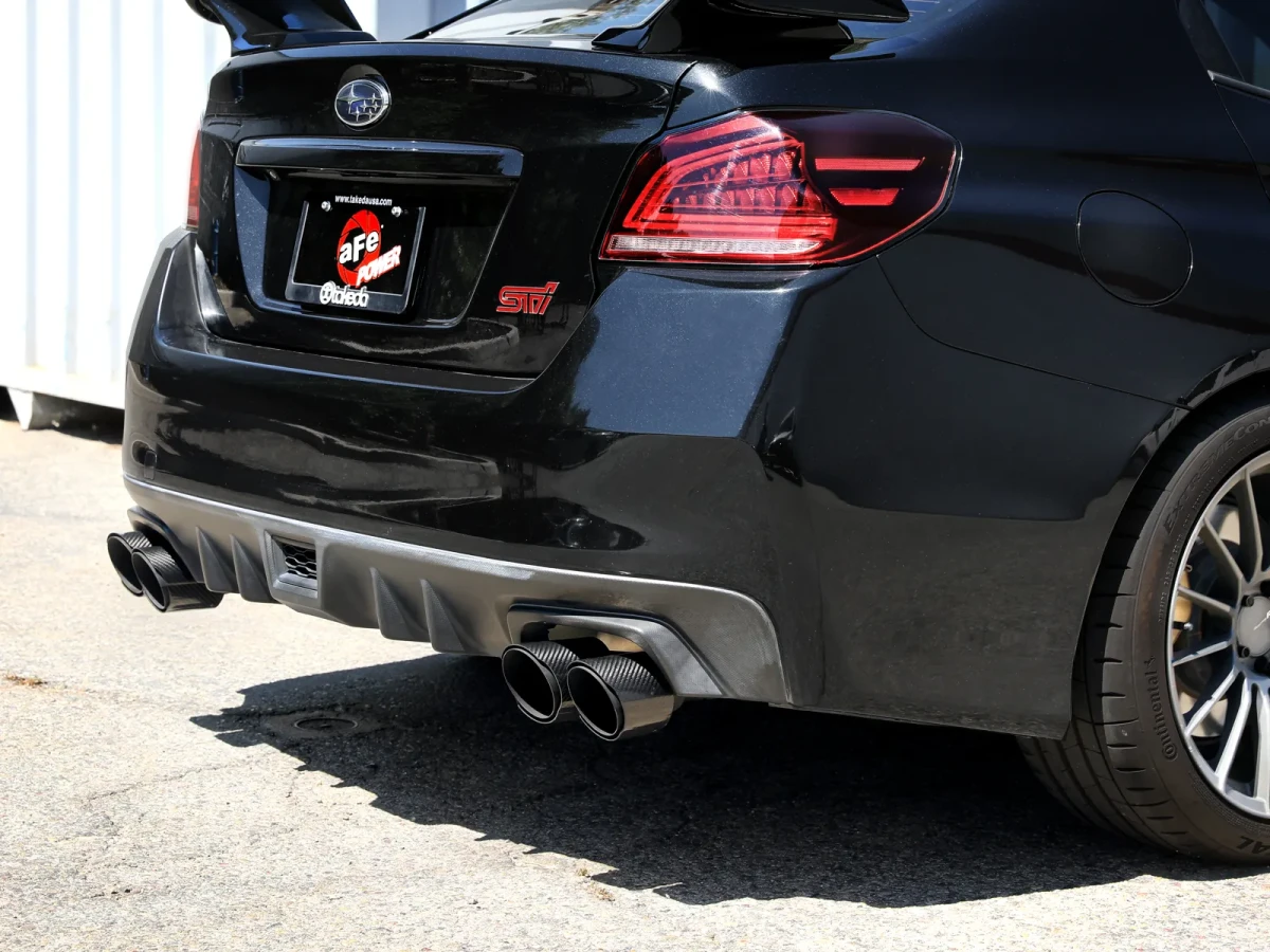 Subaru STi Performance Exhaust - aFe - Cat Back Takeda 3in to 2-1/2in Stainless Carbon Fiber Tip - `15-`21