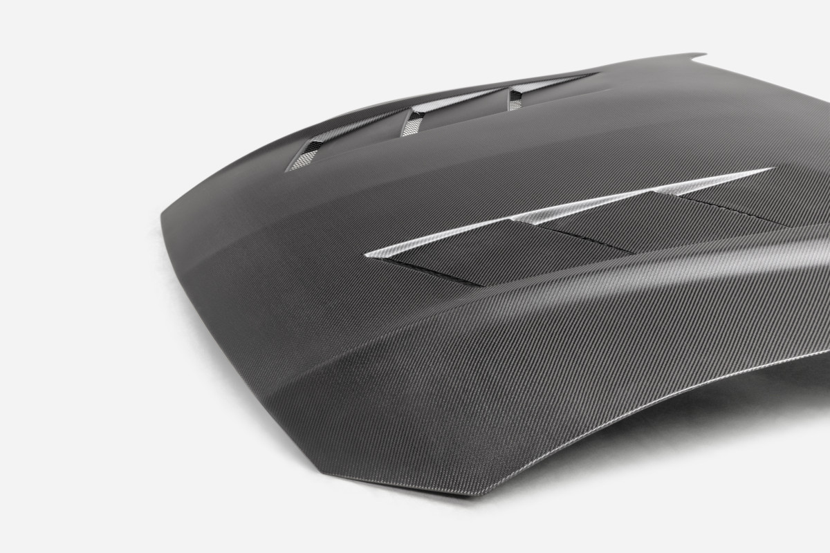 Ford Mustang Hood - Anderson Composites - Type-SA - Double-Sided Carbon Fiber - Matte Finish - '18-'23