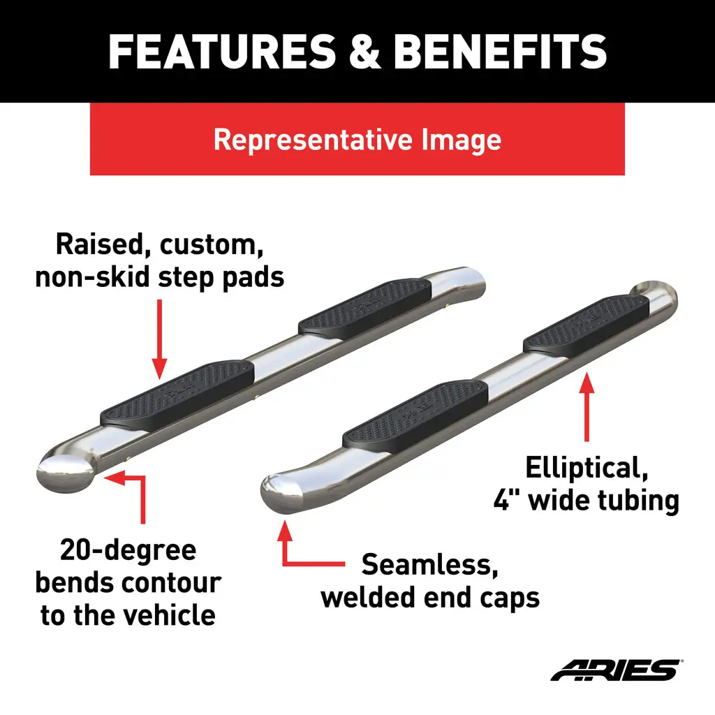 Toyota Tundra Side Steps - 4" Oval - Polished Stainless - Crewmax - '22-'25