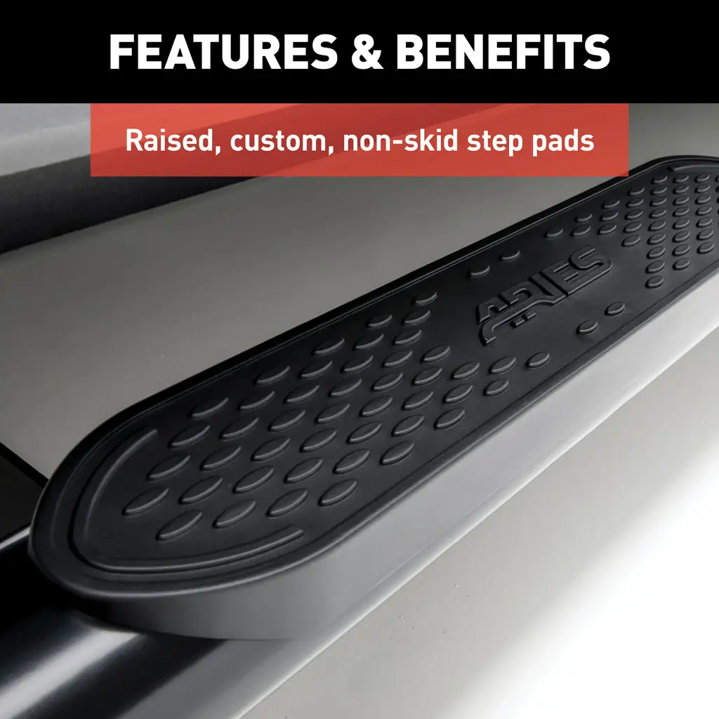 Toyota Tacoma Side Steps - 4" Oval - Black Steel - Double Cab - '24+