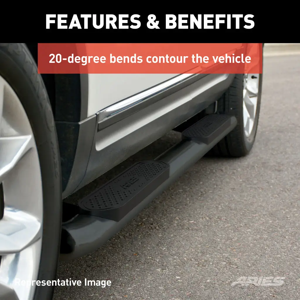 Toyota Tacoma Side Steps - 4" Oval - Black Steel - Double Cab - '24+