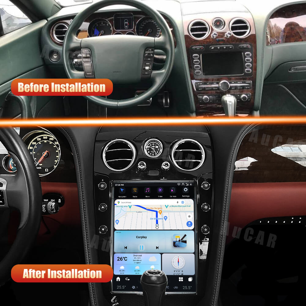 Bentley Continental GT Radio Head Unit Upgrade System - AUCAR - 12.1 inch Screen, Android 13 8-128 - '03-'19