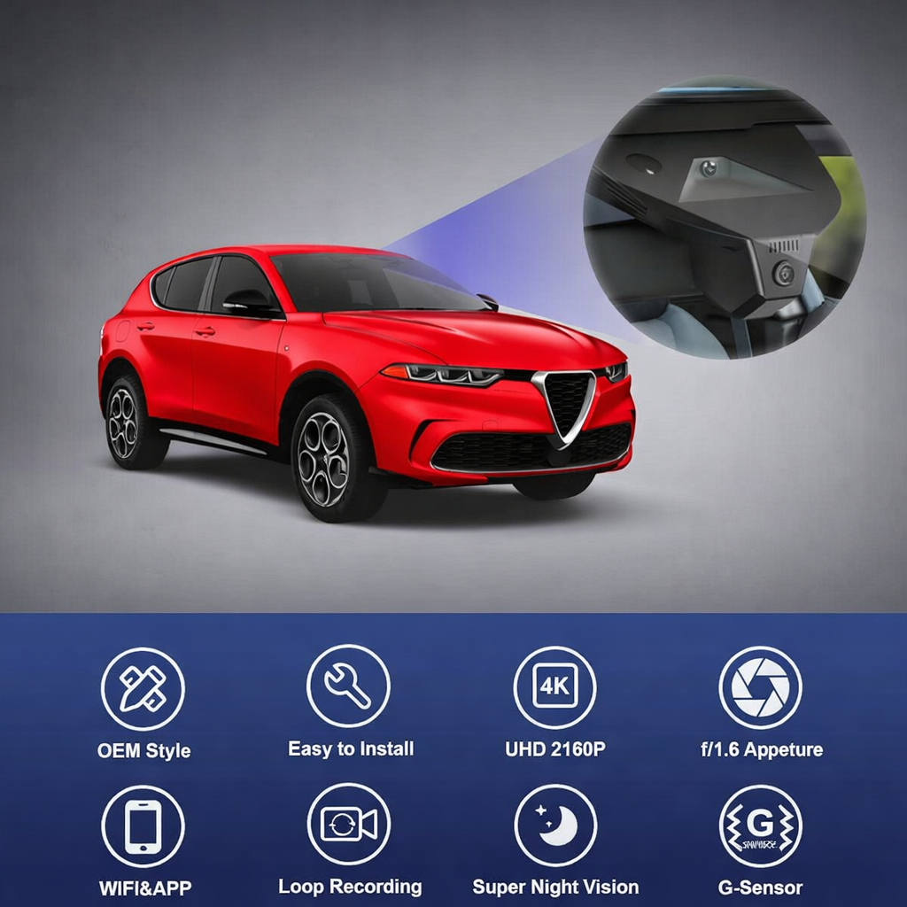 Alfa Romeo Tonale Integrated Dash Camera System - Front + Rear Dual Cameras