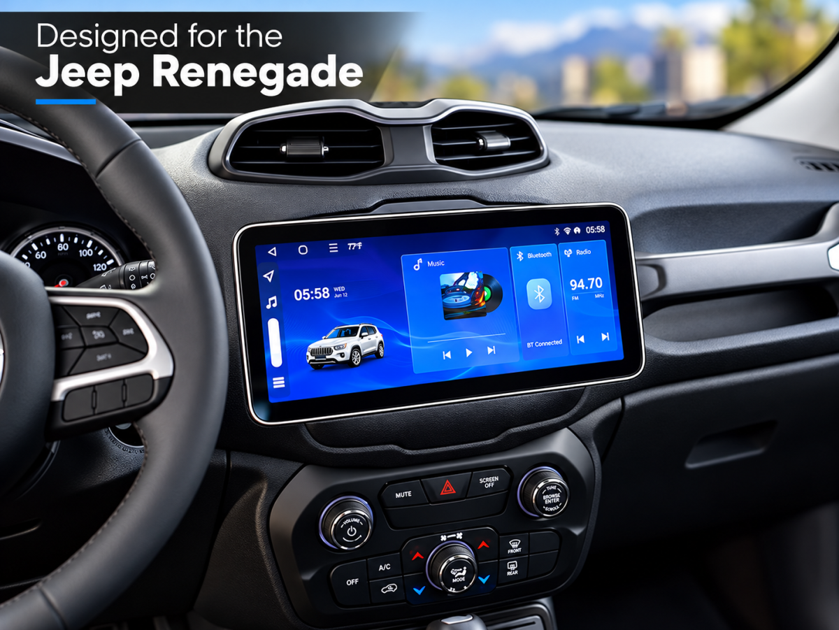 Jeep Renegade Radio Head Unit Upgrade System w/ install Kit - Widescreen Design - T4 Jeep Renegade Radio Head Unit Upgrade System w/ install Kit - Widescreen Design - T4