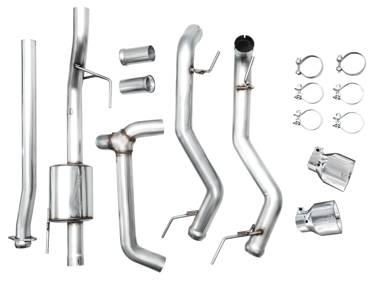 Ford F150 Performance Exhaust - AWE Tuning - Cat Back, 0FG Resonated - Chrome Silver Tips - w/ Bumper Cutouts `21-`27