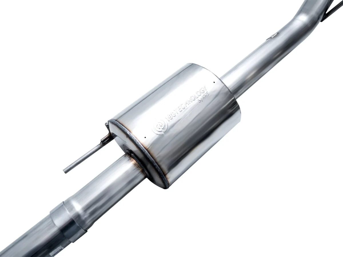 Ford F150 Performance Exhaust - AWE Tuning - Cat Back, 0FG Resonated - Chrome Silver Tips - w/ Bumper Cutouts `21-`27