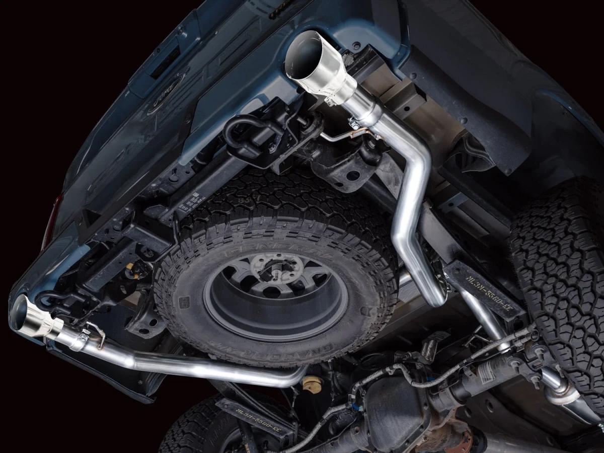 Ford F150 Performance Exhaust - AWE Tuning - Cat Back, 0FG Resonated - Chrome Silver Tips - w/ Bumper Cutouts `21-`27